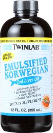 TWINLAB: Emulsified Norwegian Cod Liver Oil Orange, 12 oz
