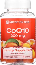 NUTRITION NOW: CoQ10 Peach Flavor Gummy Vitamins Naturally Sourced Colors & Flavors, 60 Pc