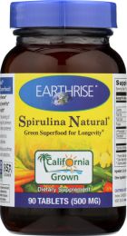 EARTHRISE: Spirulina Natural Green Super Food For Longevity 500 mg, 90 Tablets