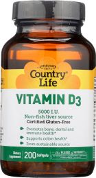 COUNTRY LIFE: Vitamin D3 5000Iu, 200 sg