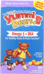 YUMMI BEARS: Omega 3 + DHA Natural Fruit Flavors, 90 Gummy Bears