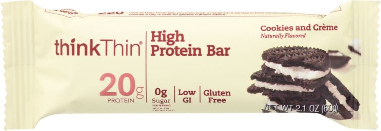 THINKTHIN: High Protein Bar Cookies and Creme, 2.1 oz