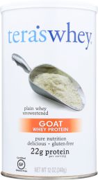 TERA'S WHEY: Goat Whey Protein Plain Whey Unsweetened, 12 oz