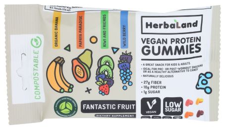 HERBALAND: Fantastic Fruit Vegan Protein Gummies, 50 gm