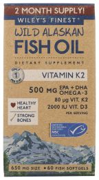 WILEYS FINEST: Vitamin K2 Wild Alaskan Fish Oil, 60 sg