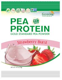 GROWING NATURALS: Pea Protein Powder Strawberry, 0.9 oz